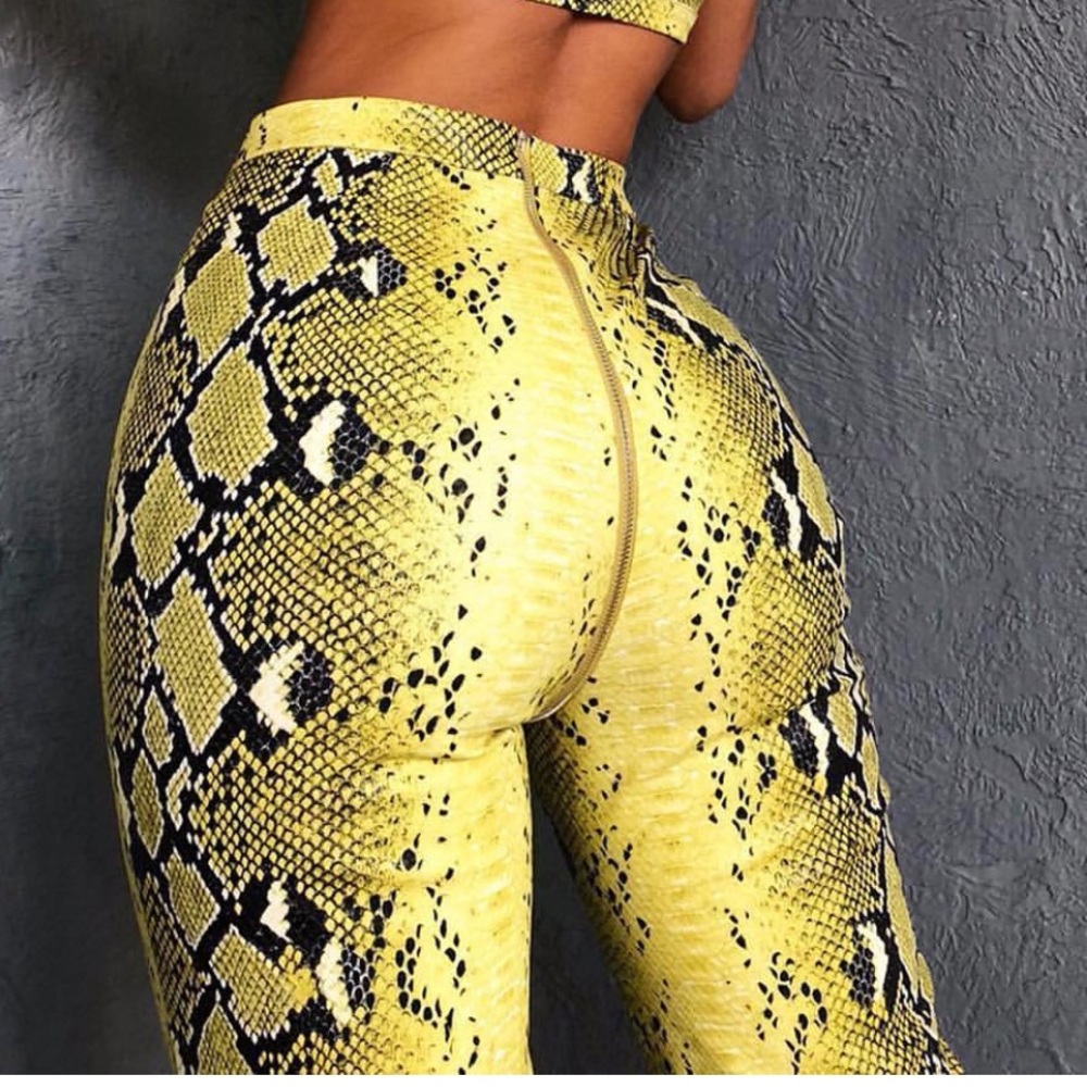 SNAKE CHARMER VEGAN LEATHER WIDE LEG TROUSERS